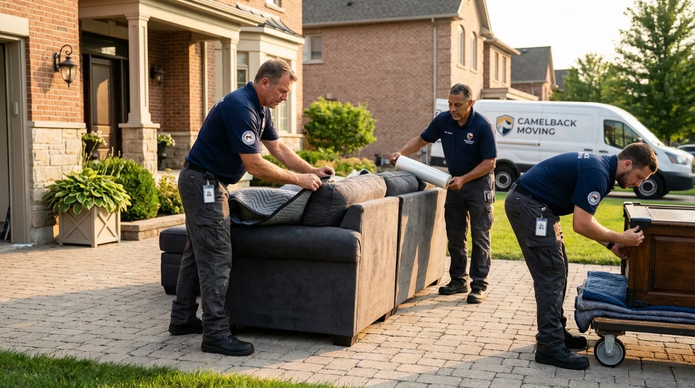 Large estate moving crew wrapping furniture in Elwood, IN